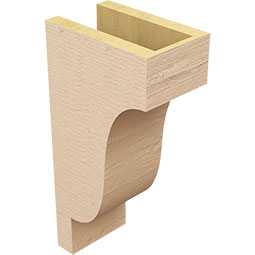 Ekena Millwork - CORUR055X08X16NEWRCPR - Timberthane Faux Wood Corbel, Newport Style, 5 1/2"W x 8"D x 16"H, Primed Tan