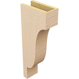 Ekena Millwork - CORUR055X10X26NEWRCPR - Timberthane Faux Wood Corbel, Newport Style, 5 1/2"W x 10"D x 26"H, Primed Tan
