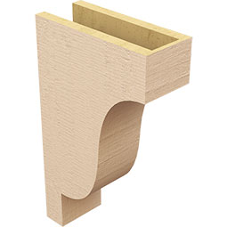 Ekena Millwork - CORUR055X12X20NEWRCPR - Timberthane Faux Wood Corbel, Newport Style, 5 1/2"W x 12"D x 20"H, Primed Tan