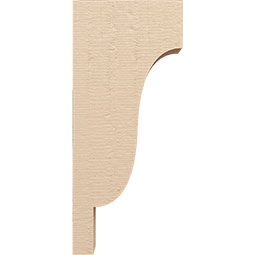 Ekena Millwork - CORUR055X12X28NEWRCPR - Timberthane Faux Wood Corbel, Newport Style, 5 1/2"W x 12"D x 28"H, Primed Tan