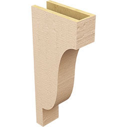 Ekena Millwork - CORUR055X12X28NEWRCPR - Timberthane Faux Wood Corbel, Newport Style, 5 1/2"W x 12"D x 28"H, Primed Tan