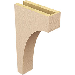 Ekena Millwork - CORUR035X10X18HUNRCPR - Timberthane Faux Wood Corbel, Huntington Style, 3 1/2"W x 10"D x 18"H, Primed Tan