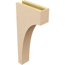 Ekena Millwork - CORUR035X10X22HUNRCPR - Timberthane Faux Wood Corbel, Huntington Style, 3 1/2"W x 10"D x 22"H, Primed Tan