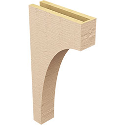 Ekena Millwork - CORUR035X12X24HUNRCPR - Timberthane Faux Wood Corbel, Huntington Style, 3 1/2"W x 12"D x 24"H, Primed Tan
