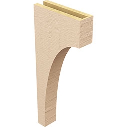 Ekena Millwork - CORUR035X12X28HUNRCPR - Timberthane Faux Wood Corbel, Huntington Style, 3 1/2"W x 12"D x 28"H, Primed Tan