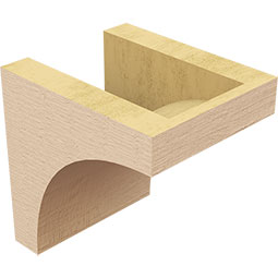Ekena Millwork - CORUR055X06X06HUNRCPR - Timberthane Faux Wood Corbel, Huntington Style, 5 1/2"W x 6"D x 6"H, Primed Tan