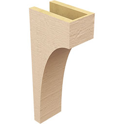 Ekena Millwork - CORUR055X08X20HUNRCPR - Timberthane Faux Wood Corbel, Huntington Style, 5 1/2"W x 8"D x 20"H, Primed Tan