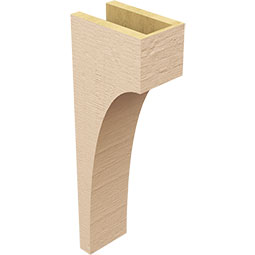 Ekena Millwork - CORUR055X08X24HUNRCPR - Timberthane Faux Wood Corbel, Huntington Style, 5 1/2"W x 8"D x 24"H, Primed Tan