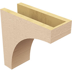 Ekena Millwork - CORUR055X12X12HUNRCPR - Timberthane Faux Wood Corbel, Huntington Style, 5 1/2"W x 12"D x 12"H, Primed Tan