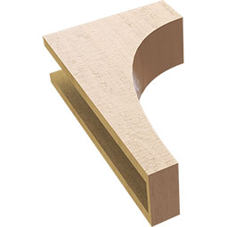 Ekena Millwork - CORUR055X12X20HUNRCPR - Timberthane Faux Wood Corbel, Huntington Style, 5 1/2"W x 12"D x 20"H, Primed Tan