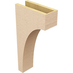 Ekena Millwork - CORUR055X12X24HUNRCPR - Timberthane Faux Wood Corbel, Huntington Style, 5 1/2"W x 12"D x 24"H, Primed Tan
