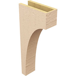Ekena Millwork - CORUR055X12X28HUNRCPR - Timberthane Faux Wood Corbel, Huntington Style, 5 1/2"W x 12"D x 28"H, Primed Tan