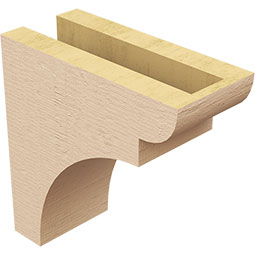 Ekena Millwork - CORUR035X08X08YORRCPR - Timberthane Faux Wood Corbel, Yorktown Style, 3 1/2"W x 8"D x 8"H, Primed Tan