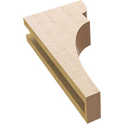 Ekena Millwork - CORUR035X08X16YORRCPR - Timberthane Faux Wood Corbel, Yorktown Style, 3 1/2"W x 8"D x 16"H, Primed Tan