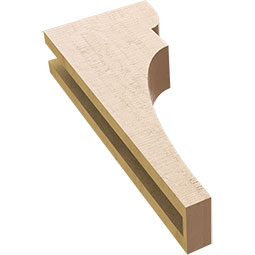 Ekena Millwork - CORUR035X08X20YORRCPR - Timberthane Faux Wood Corbel, Yorktown Style, 3 1/2"W x 8"D x 20"H, Primed Tan