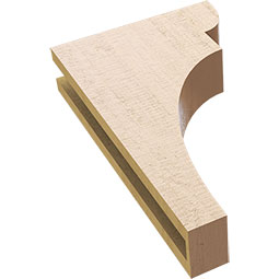 Ekena Millwork - CORUR035X12X20YORRCPR - Timberthane Faux Wood Corbel, Yorktown Style, 3 1/2"W x 12"D x 20"H, Primed Tan