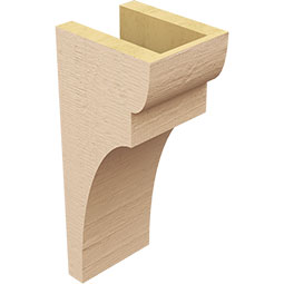 Ekena Millwork - CORUR055X06X14YORRCPR - Timberthane Faux Wood Corbel, Yorktown Style, 5 1/2"W x 6"D x 14"H, Primed Tan