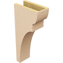Ekena Millwork - CORUR055X10X22YORRCPR - Timberthane Faux Wood Corbel, Yorktown Style, 5 1/2"W x 10"D x 22"H, Primed Tan