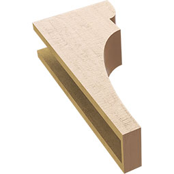 Ekena Millwork - CORUR055X10X22YORRCPR - Timberthane Faux Wood Corbel, Yorktown Style, 5 1/2"W x 10"D x 22"H, Primed Tan