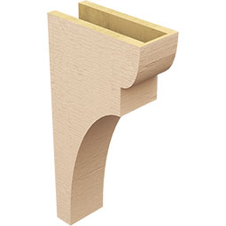 Ekena Millwork - CORUR055X12X24YORRCPR - Timberthane Faux Wood Corbel, Yorktown Style, 5 1/2"W x 12"D x 24"H, Primed Tan