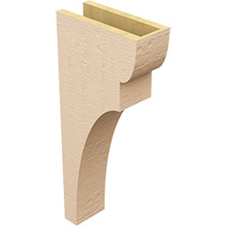 Ekena Millwork - CORUR055X12X28YORRCPR - Timberthane Faux Wood Corbel, Yorktown Style, 5 1/2"W x 12"D x 28"H, Primed Tan