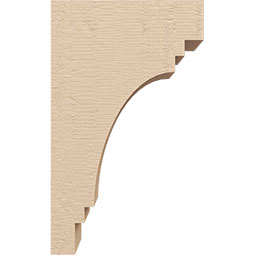 Ekena Millwork - CORUR035X06X10PECRCPR - Timberthane Faux Wood Corbel, Pescadero Style, 3 1/2"W x 6"D x 10"H, Primed Tan
