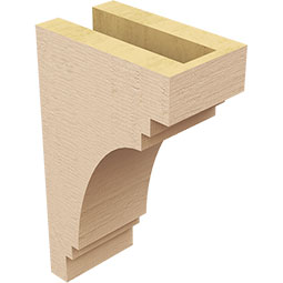 Ekena Millwork - CORUR035X06X10PECRCPR - Timberthane Faux Wood Corbel, Pescadero Style, 3 1/2"W x 6"D x 10"H, Primed Tan