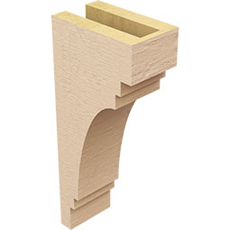 Ekena Millwork - CORUR035X06X14PECRCPR - Timberthane Faux Wood Corbel, Pescadero Style, 3 1/2"W x 6"D x 14"H, Primed Tan