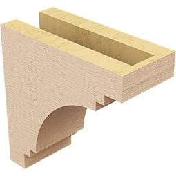 Ekena Millwork - CORUR035X08X08PECRCPR - Timberthane Faux Wood Corbel, Pescadero Style, 3 1/2"W x 8"D x 8"H, Primed Tan