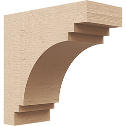 Ekena Millwork - CORUR035X08X08PECRCPR - Timberthane Faux Wood Corbel, Pescadero Style, 3 1/2"W x 8"D x 8"H, Primed Tan