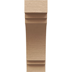 Ekena Millwork - CORUR035X08X12PECRCPR - Timberthane Faux Wood Corbel, Pescadero Style, 3 1/2"W x 8"D x 12"H, Primed Tan