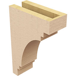 Ekena Millwork - CORUR035X08X12PECRCPR - Timberthane Faux Wood Corbel, Pescadero Style, 3 1/2"W x 8"D x 12"H, Primed Tan