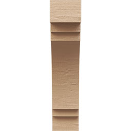 Ekena Millwork - CORUR035X08X16PECRCPR - Timberthane Faux Wood Corbel, Pescadero Style, 3 1/2"W x 8"D x 16"H, Primed Tan