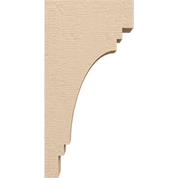Ekena Millwork - CORUR035X08X16PECRCPR - Timberthane Faux Wood Corbel, Pescadero Style, 3 1/2"W x 8"D x 16"H, Primed Tan