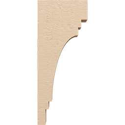 Ekena Millwork - CORUR035X08X20PECRCPR - Timberthane Faux Wood Corbel, Pescadero Style, 3 1/2"W x 8"D x 20"H, Primed Tan
