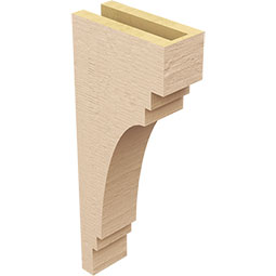 Ekena Millwork - CORUR035X08X20PECRCPR - Timberthane Faux Wood Corbel, Pescadero Style, 3 1/2"W x 8"D x 20"H, Primed Tan