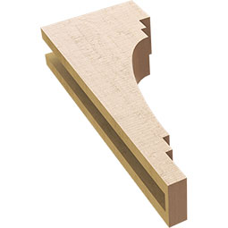 Ekena Millwork - CORUR035X08X20PECRCPR - Timberthane Faux Wood Corbel, Pescadero Style, 3 1/2"W x 8"D x 20"H, Primed Tan