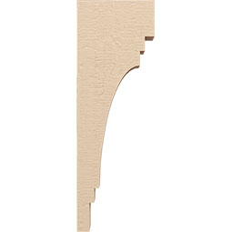 Ekena Millwork - CORUR035X08X24PECRCPR - Timberthane Faux Wood Corbel, Pescadero Style, 3 1/2"W x 8"D x 24"H, Primed Tan