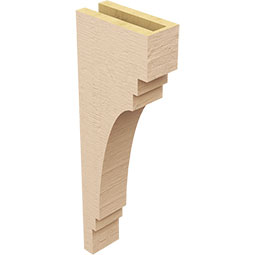 Ekena Millwork - CORUR035X08X24PECRCPR - Timberthane Faux Wood Corbel, Pescadero Style, 3 1/2"W x 8"D x 24"H, Primed Tan