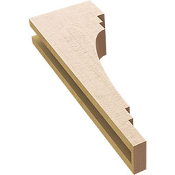 Ekena Millwork - CORUR035X08X24PECRCPR - Timberthane Faux Wood Corbel, Pescadero Style, 3 1/2"W x 8"D x 24"H, Primed Tan