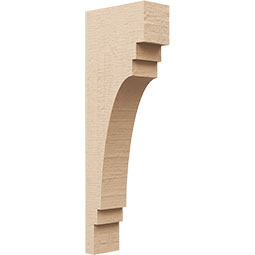 Ekena Millwork - CORUR035X08X24PECRCPR - Timberthane Faux Wood Corbel, Pescadero Style, 3 1/2"W x 8"D x 24"H, Primed Tan