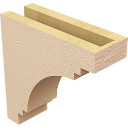 Ekena Millwork - CORUR035X10X10PECRCPR - Timberthane Faux Wood Corbel, Pescadero Style, 3 1/2"W x 10"D x 10"H, Primed Tan
