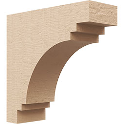 Ekena Millwork - CORUR035X10X10PECRCPR - Timberthane Faux Wood Corbel, Pescadero Style, 3 1/2"W x 10"D x 10"H, Primed Tan
