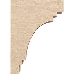 Ekena Millwork - CORUR035X10X14PECRCPR - Timberthane Faux Wood Corbel, Pescadero Style, 3 1/2"W x 10"D x 14"H, Primed Tan