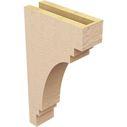 Ekena Millwork - CORUR035X10X18PECRCPR - Timberthane Faux Wood Corbel, Pescadero Style, 3 1/2"W x 10"D x 18"H, Primed Tan