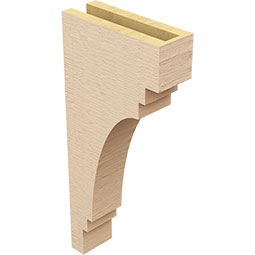 Ekena Millwork - CORUR035X10X22PECRCPR - Timberthane Faux Wood Corbel, Pescadero Style, 3 1/2"W x 10"D x 22"H, Primed Tan