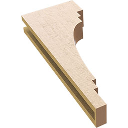 Ekena Millwork - CORUR035X10X26PECRCPR - Timberthane Faux Wood Corbel, Pescadero Style, 3 1/2"W x 10"D x 26"H, Primed Tan