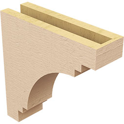Ekena Millwork - CORUR035X12X12PECRCPR - Timberthane Faux Wood Corbel, Pescadero Style, 3 1/2"W x 12"D x 12"H, Primed Tan
