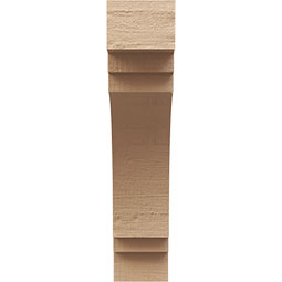 Ekena Millwork - CORUR035X12X16PECRCPR - Timberthane Faux Wood Corbel, Pescadero Style, 3 1/2"W x 12"D x 16"H, Primed Tan
