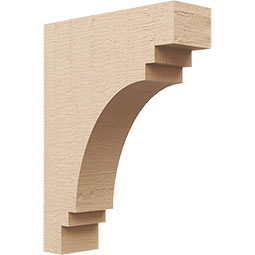 Ekena Millwork - CORUR035X12X16PECRCPR - Timberthane Faux Wood Corbel, Pescadero Style, 3 1/2"W x 12"D x 16"H, Primed Tan